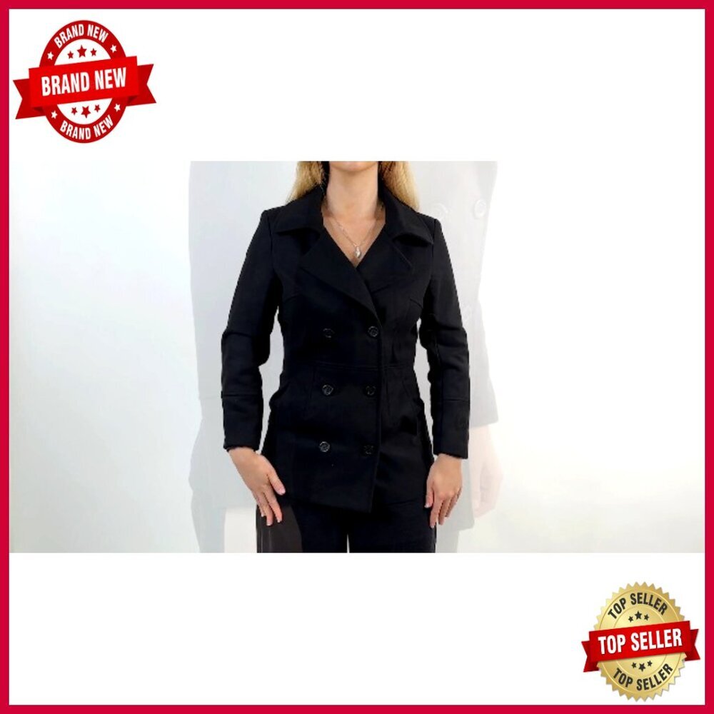 Women's Wool Blend Peacoat Double-Breasted 3/4 Length Overcoat Warm - Picture 7 of 7